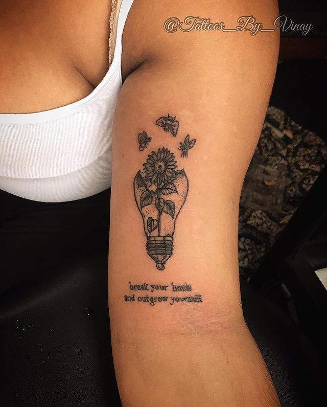 Tattoo uploaded by Nikkole Rivera  Clients design Tiny meditating  skeleton on world in a light bulb Side of calf  Tattoodo