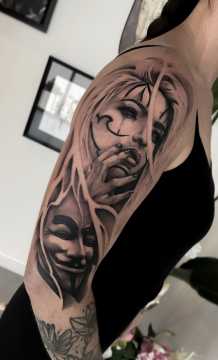 chicano and mask portrait